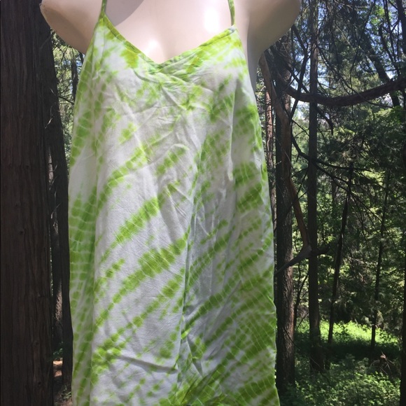 Ashley Stewart lime  green and white tie dyed tunic  mini dress HP25 - Picture 7 of 11